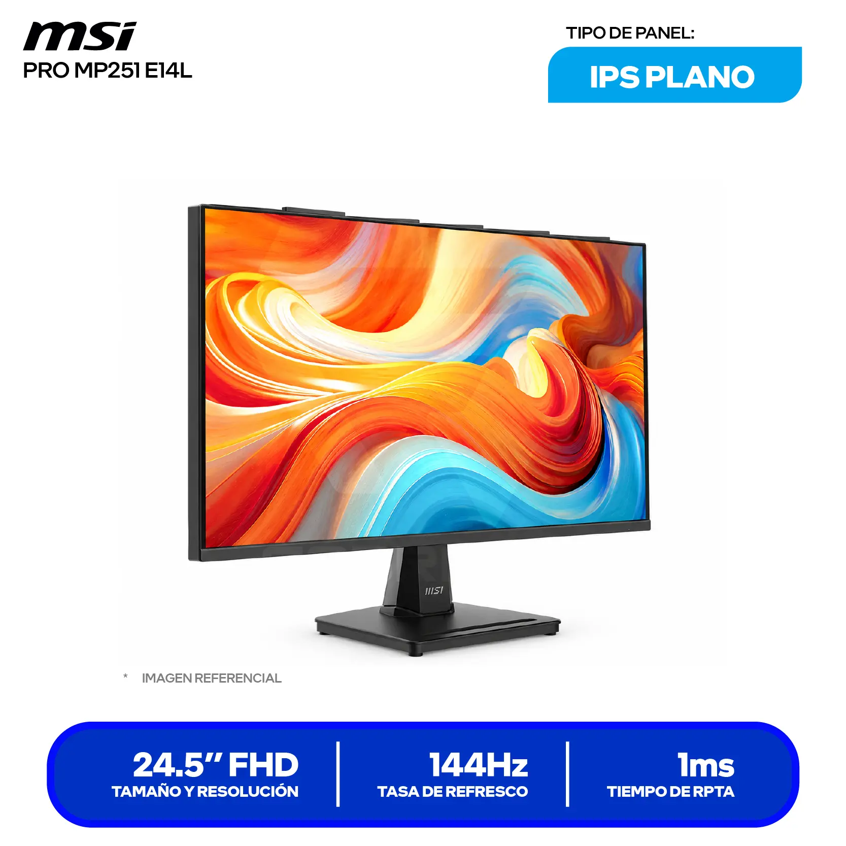 Monitor MSI PRO MP251 E14L (PRO MP251 E14L) 24.5" FHD, IPS, 144Hz, 1ms