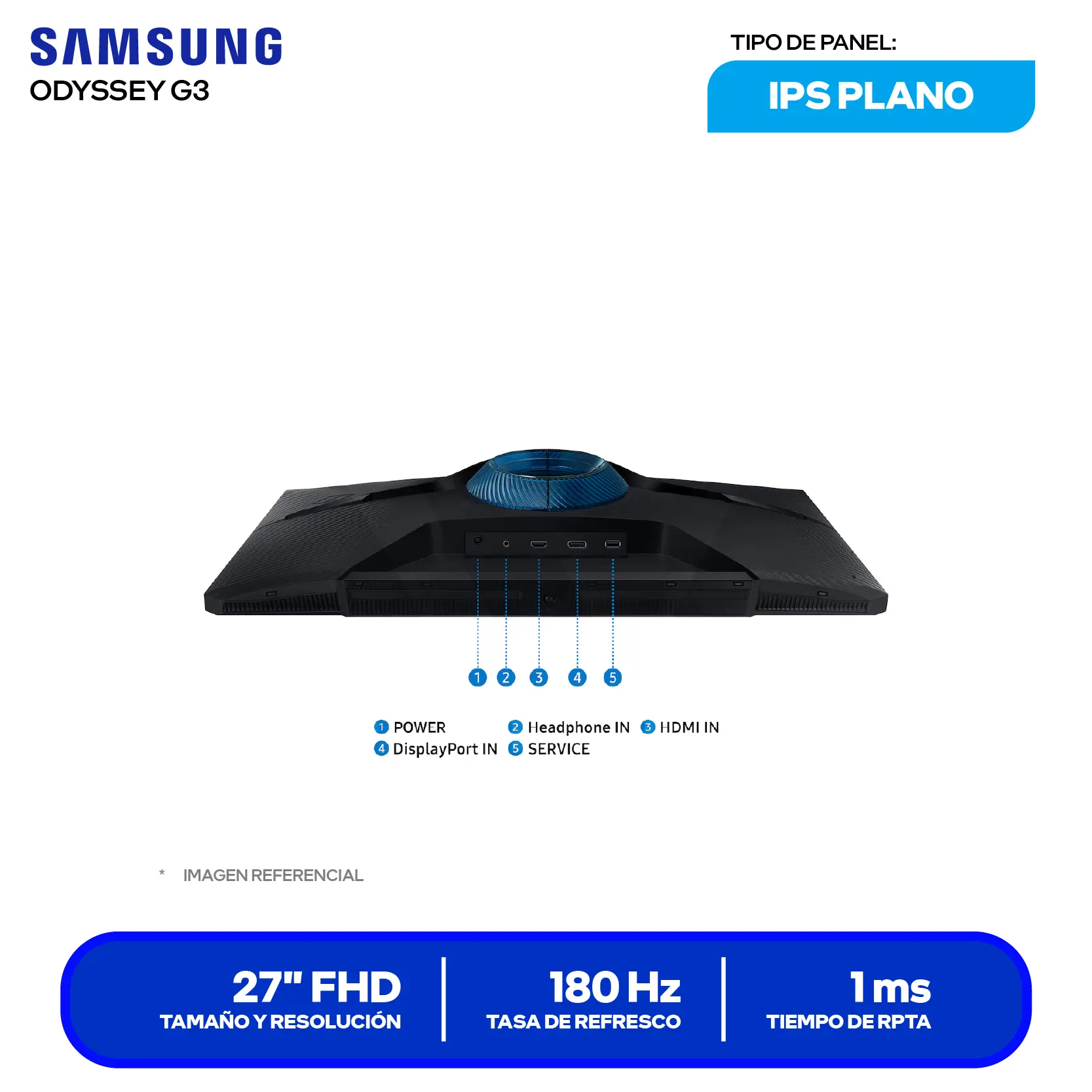 Monitor Gamer Samsung Odyssey G3 27" (LS27DG300ELXPE) FHD, VA, 180Hz, 1ms