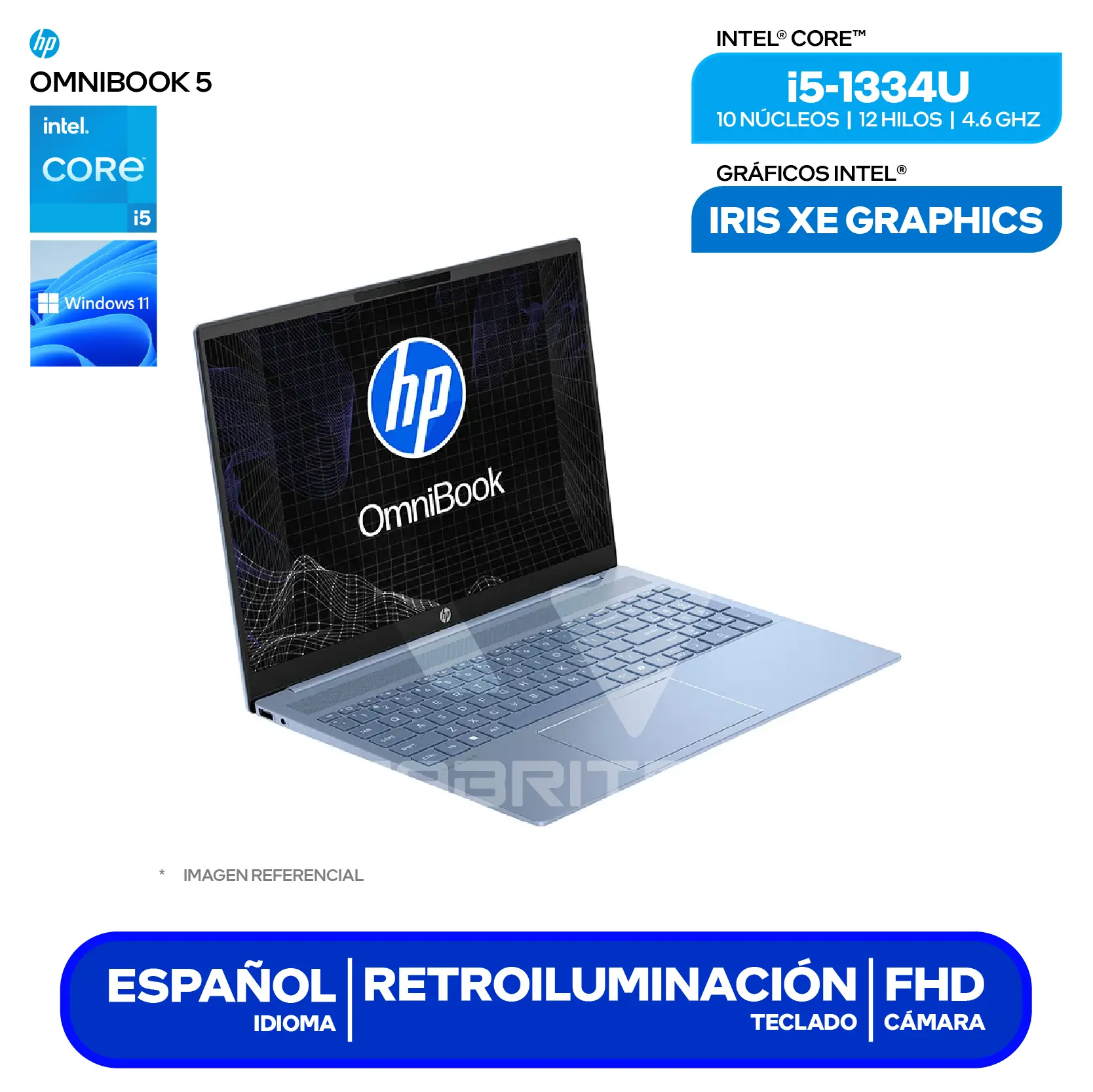 Laptop HP OmniBook 5 16-BA1051LA (BM2N0LA#ABA) Intel Core i5-1334U, 16GB RAM, 512GB SSD, 16" 2K IPS, Windows 11 Home