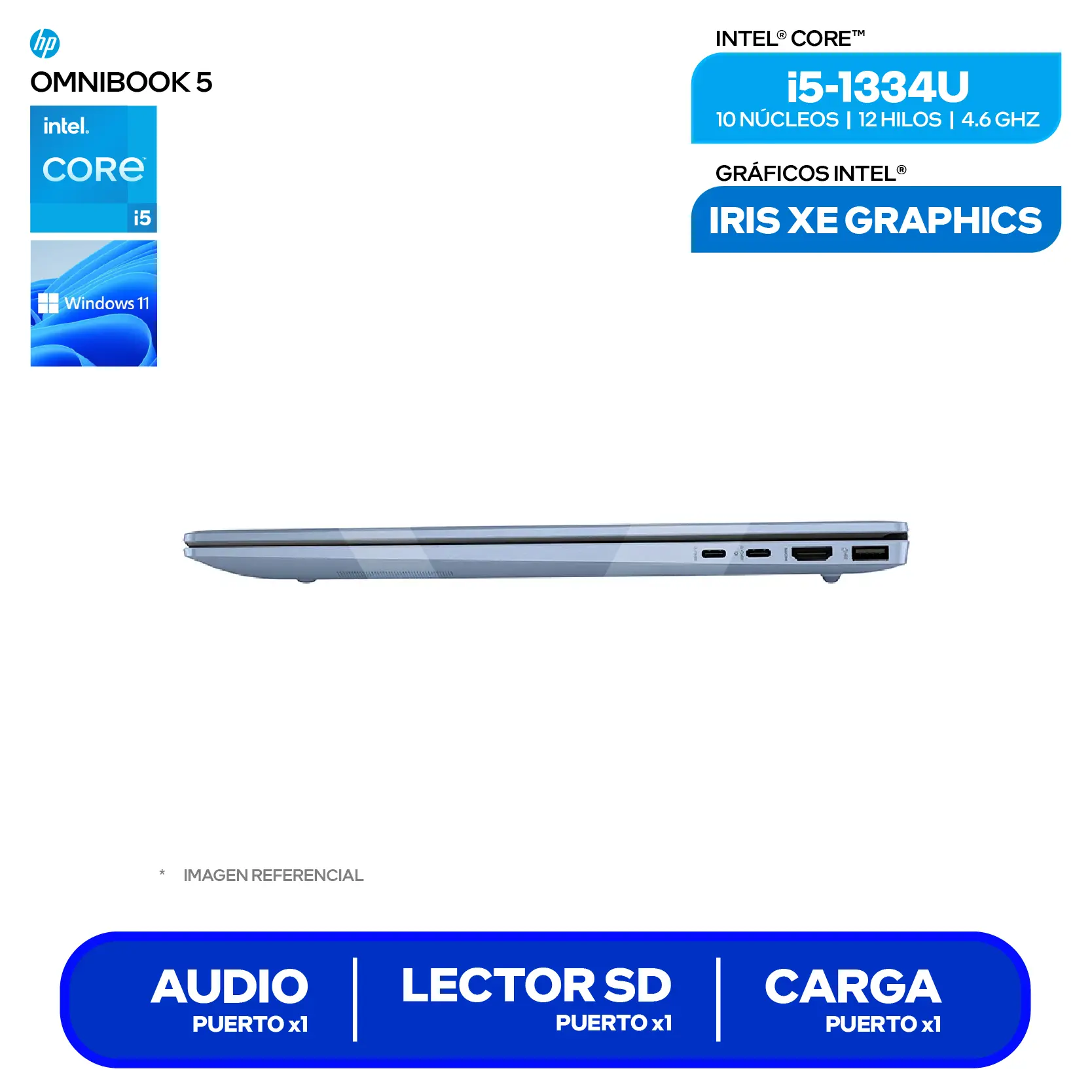 Laptop HP OmniBook 5 16-BA1051LA (BM2N0LA#ABA) Intel Core i5-1334U, 16GB RAM, 512GB SSD, 16" 2K IPS, Windows 11 Home