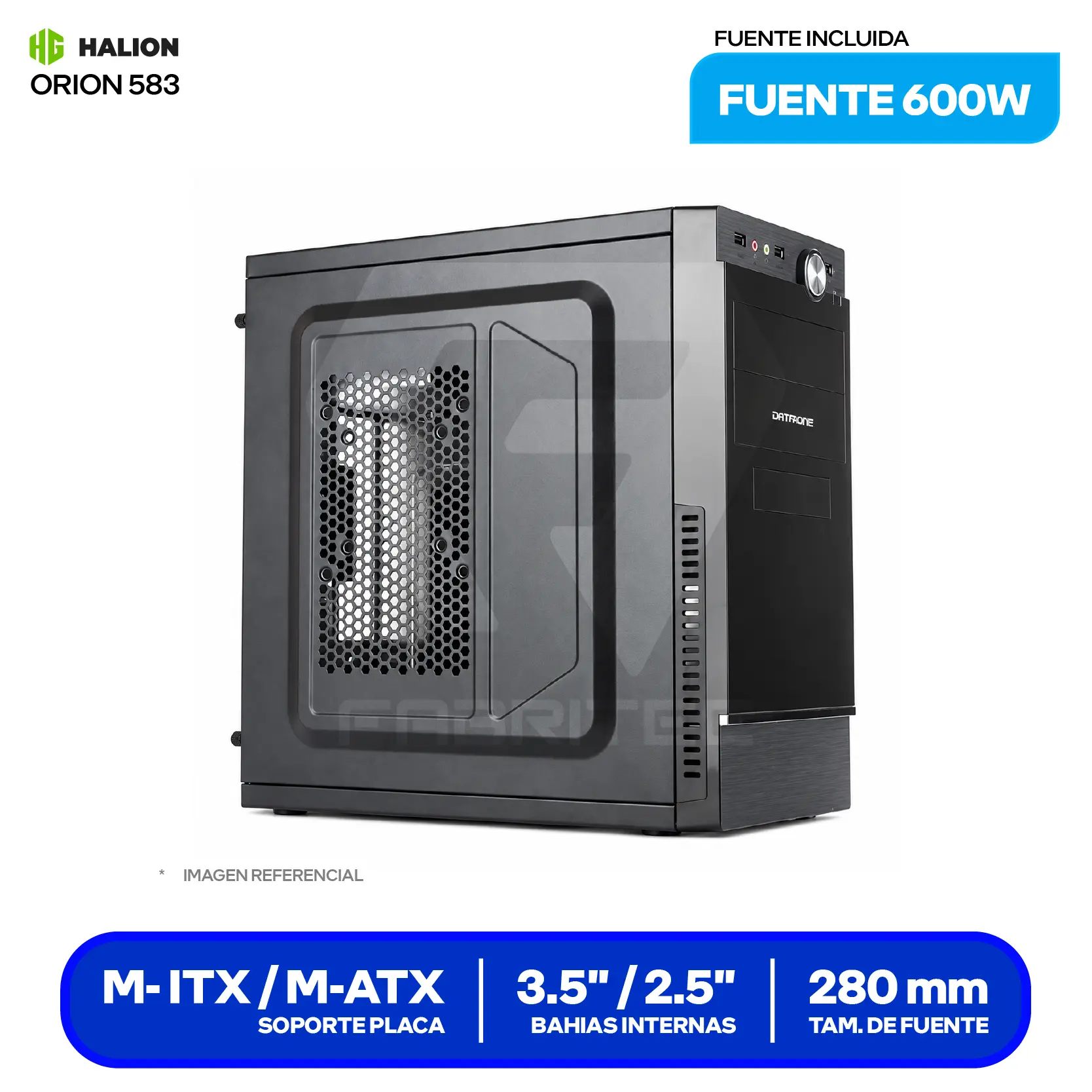 Case Halion DataOne Orion 583 (ORION 583) Fuente de 600W, 1 fan