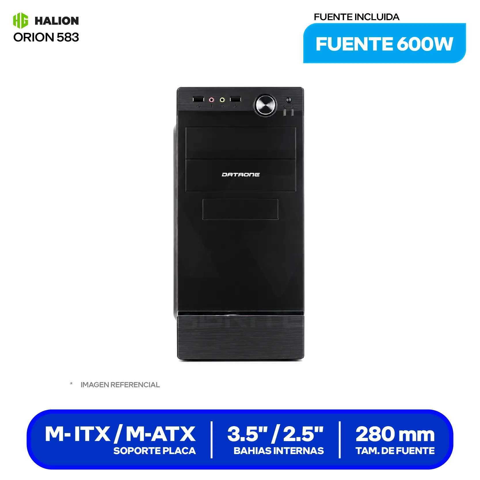 Case Halion DataOne Orion 583 (ORION 583) Fuente de 600W, 1 fan