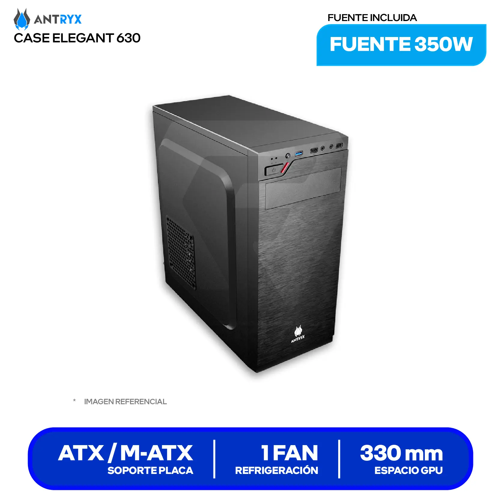 Case Antryx Elegant 630 (AC-E630-350CP) Con fuente, 1 fan