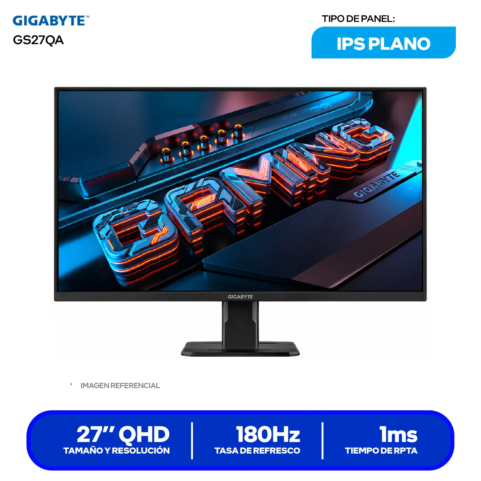 Monitor Gaming Gigabyte GS27QA 27" (20VM0-GS27QABT-1SAR) QHD, 180Hz, 1ms