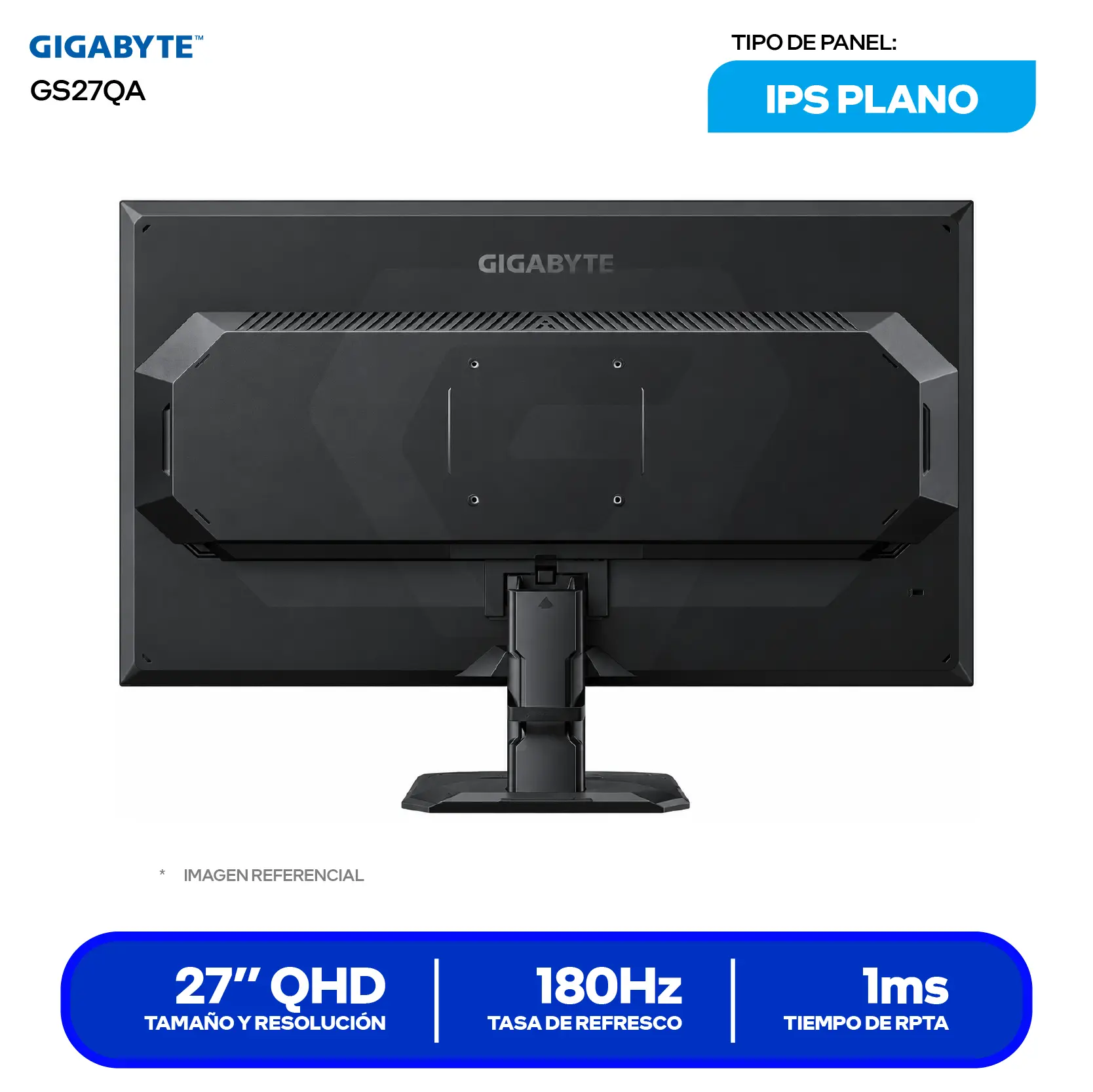 Monitor Gaming Gigabyte GS27QA 27" (20VM0-GS27QABT-1SAR) QHD, 180Hz, 1ms