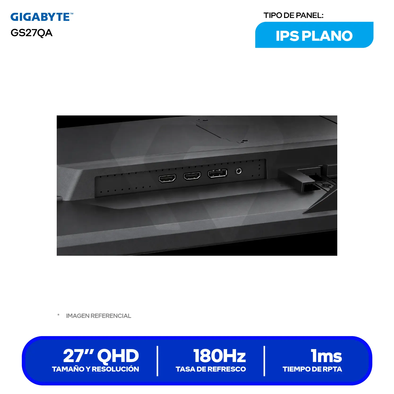 Monitor Gaming Gigabyte GS27QA 27" (20VM0-GS27QABT-1SAR) QHD, 180Hz, 1ms