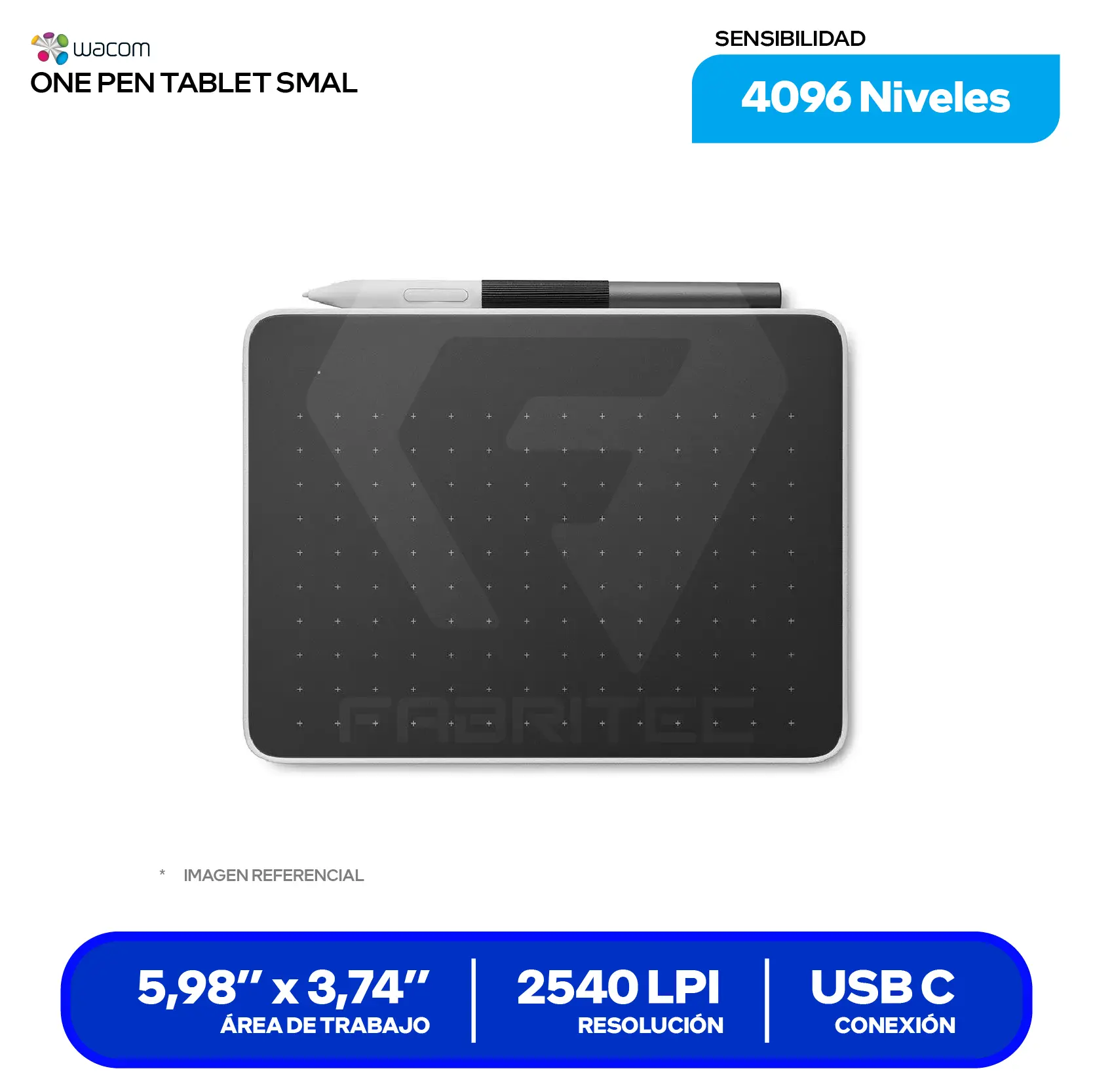 Tableta Gráfica Wacom One Small (CTC4110WLW0A) Bluetooth, USB-C, Con lápiz