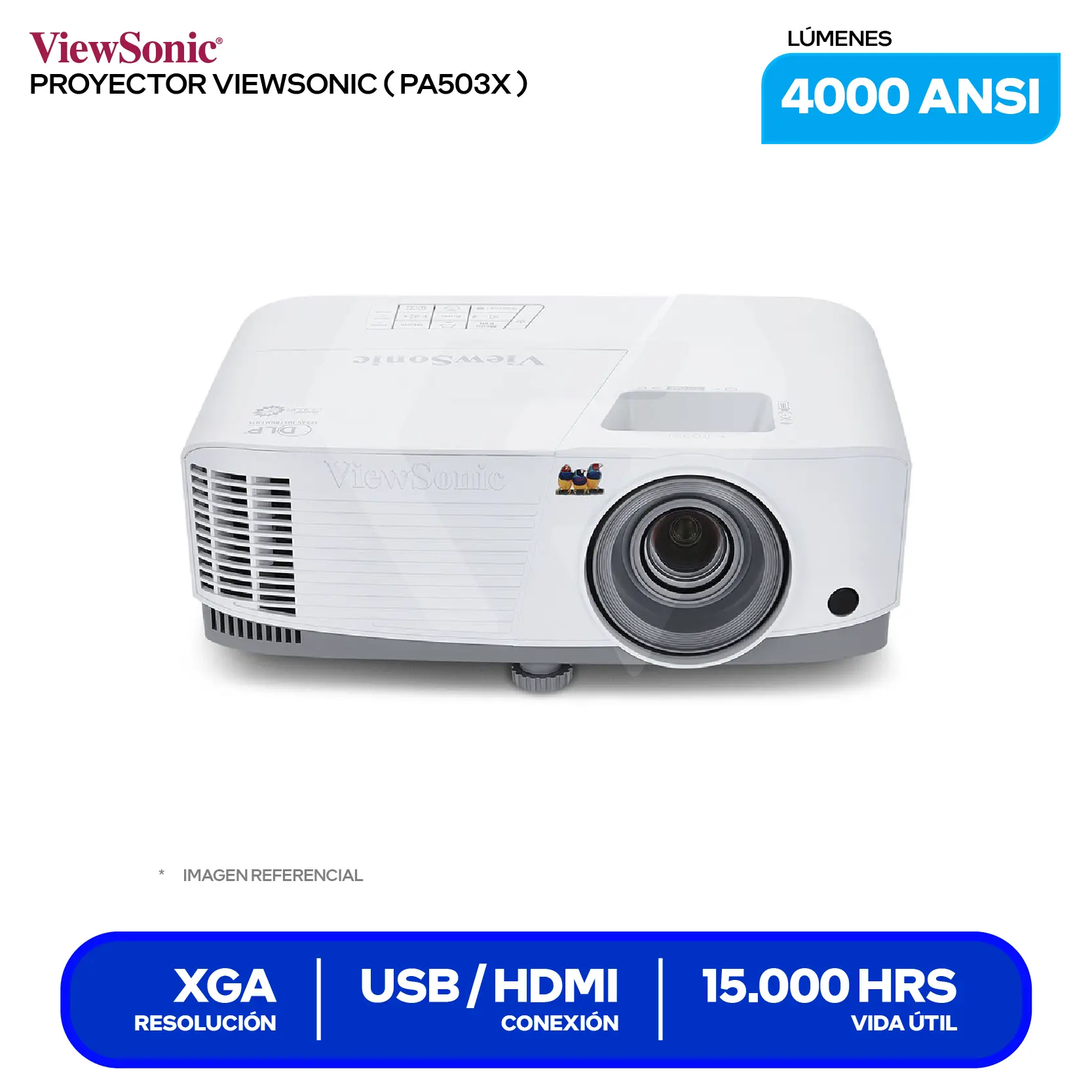 Proyector ViewSonic PA503X (PA503X), 4000 ANSI Lúmenes, Resolución XGA, Tecnología DLP SuperColor
