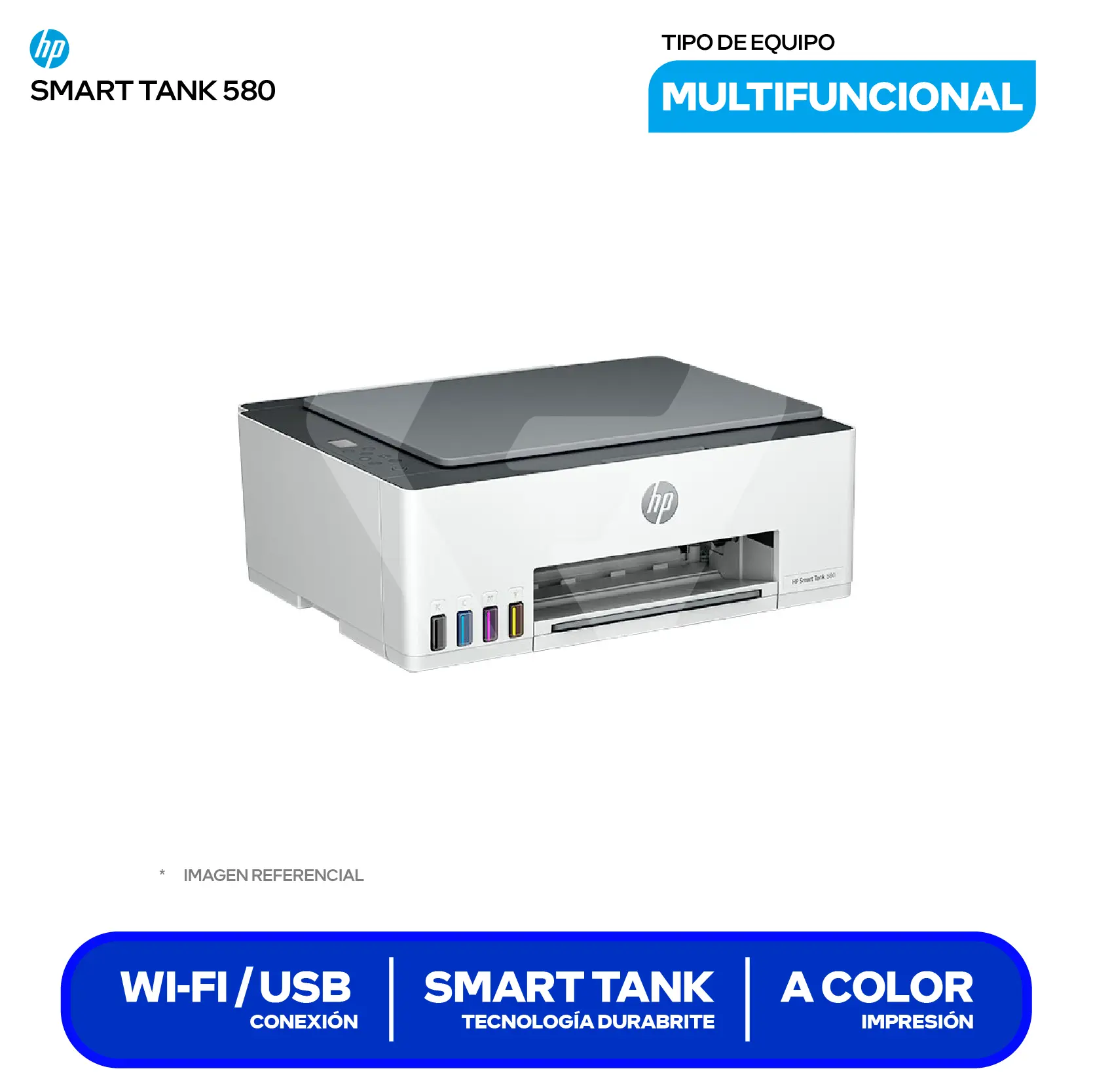 Impresora Multifuncional HP Smart Tank 580 (1F3Y2A#AKY) Bluetooh, WiFi