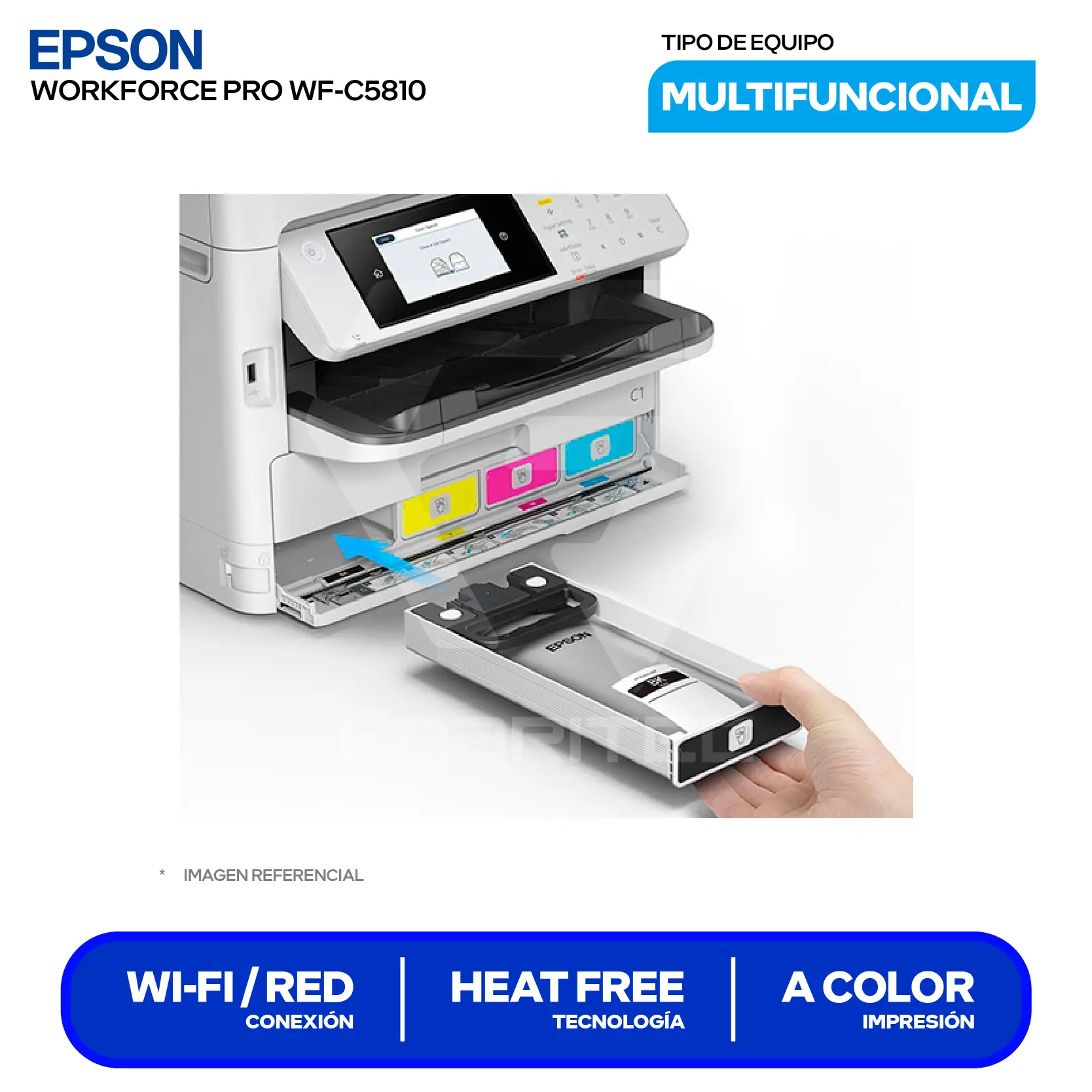 Impresora Multifuncional Epson WorkForce Pro WF-C5810 (C11CK24301) Wi-Fi, USB, Wireless, Red Ethernet